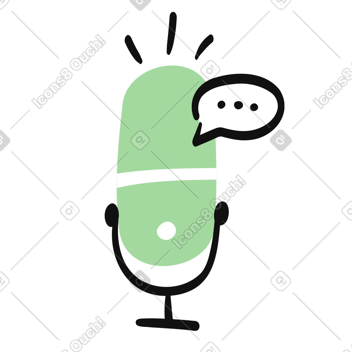 Organic スタイルの Microphone with speech bubble indicating podcast recording and voice communication のイラストをPNG、SVG形式でダウンロード
