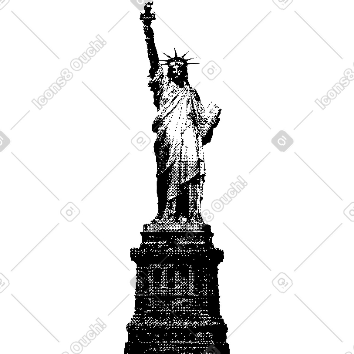Statua della libertà illustrazione in stile Bitmap scarica in PNG, SVG