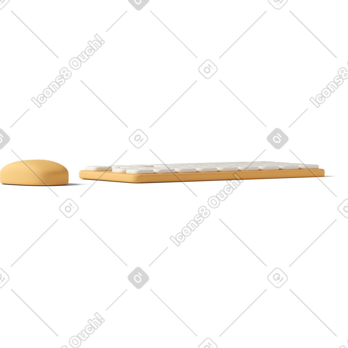 Orange keyboard and mouse illustrazione in stile 3D Casual life scarica in PNG, SVG