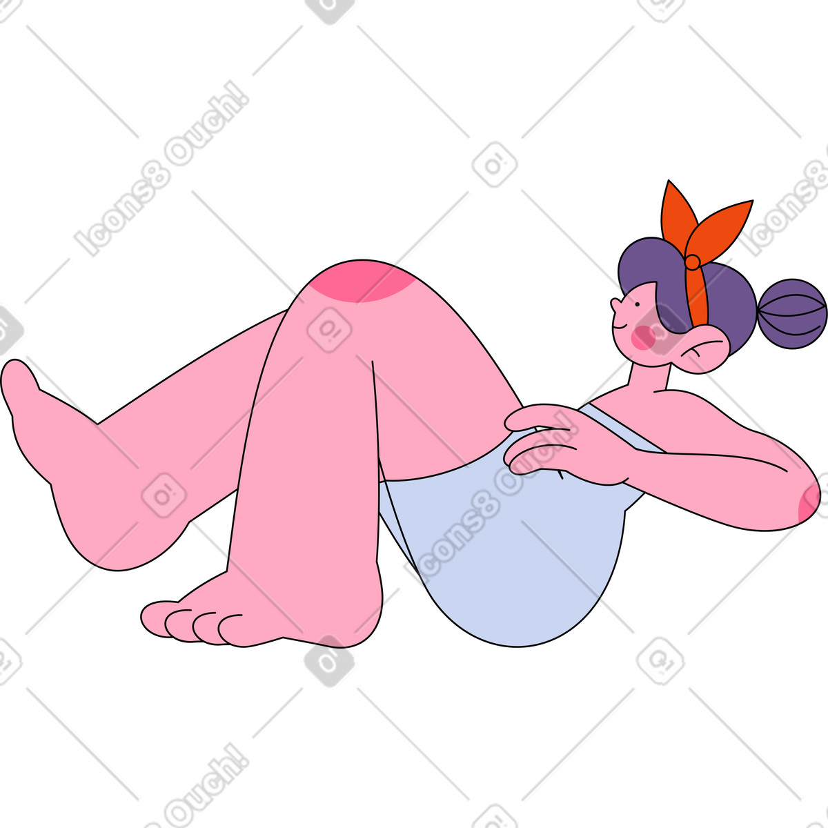 Ilustración Chica en traje de baño con diadema roja estilo Bloom a descargar PNG y SVG