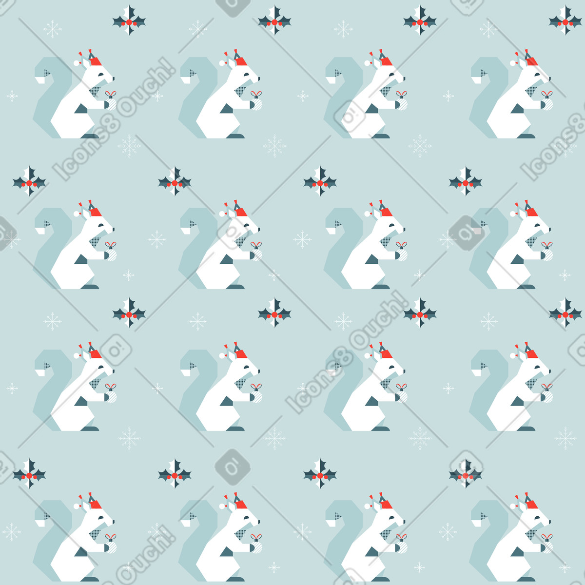 Christmas pattern with squirrel illustration in Nordic style download in PNG, SVG