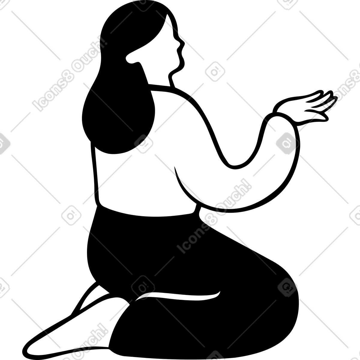 下载 Journal 风格的 女人坐在膝盖上 插画，支持 PNG、SVG 格式