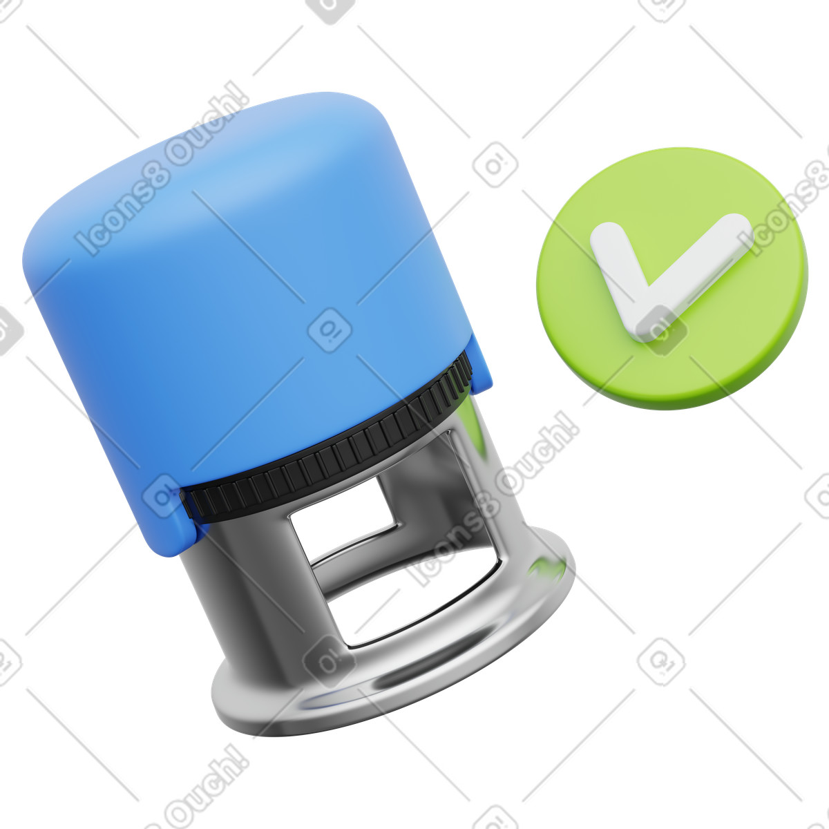 下载 3D Playful 风格的 Verification stamp icon representing confirmed status and official quality assurance 插画，支持 PNG、SVG 格式