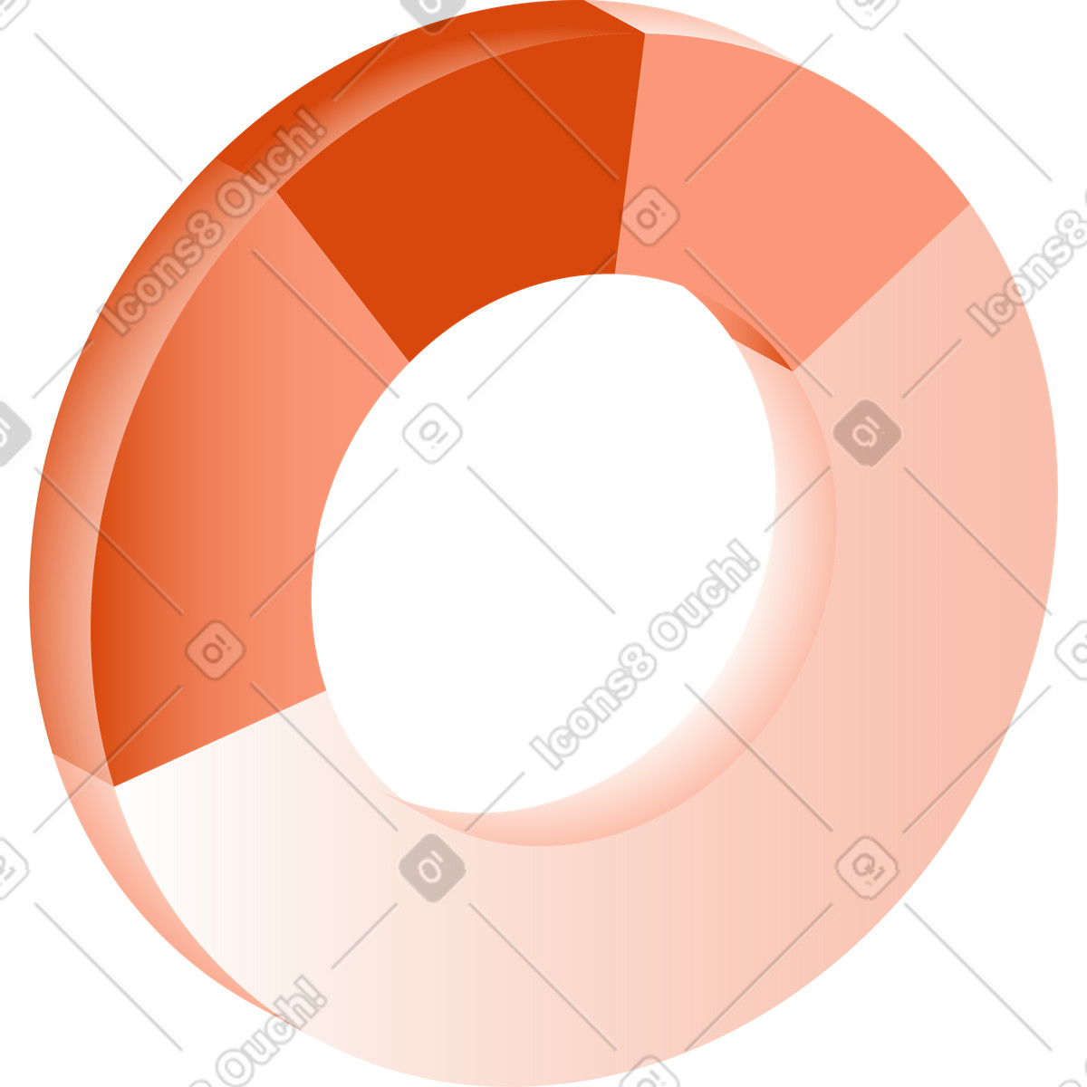 Pie chart in 3d volume illustration Orange style download PNG, SVG