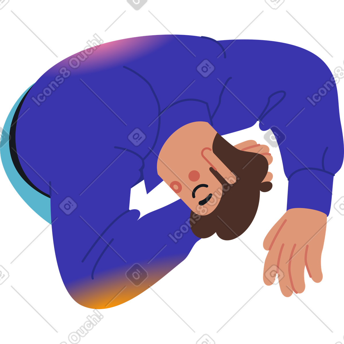 Sleeping man illustration in Fizzy style download in PNG, SVG