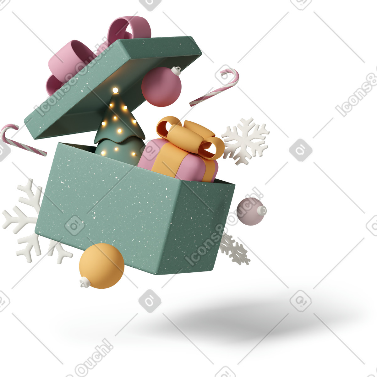 3D Casual life 스타일의 Christmas gifts 애니메이션 일러스트레이션 GIF, Lottie(JSON), AE로 다운로드