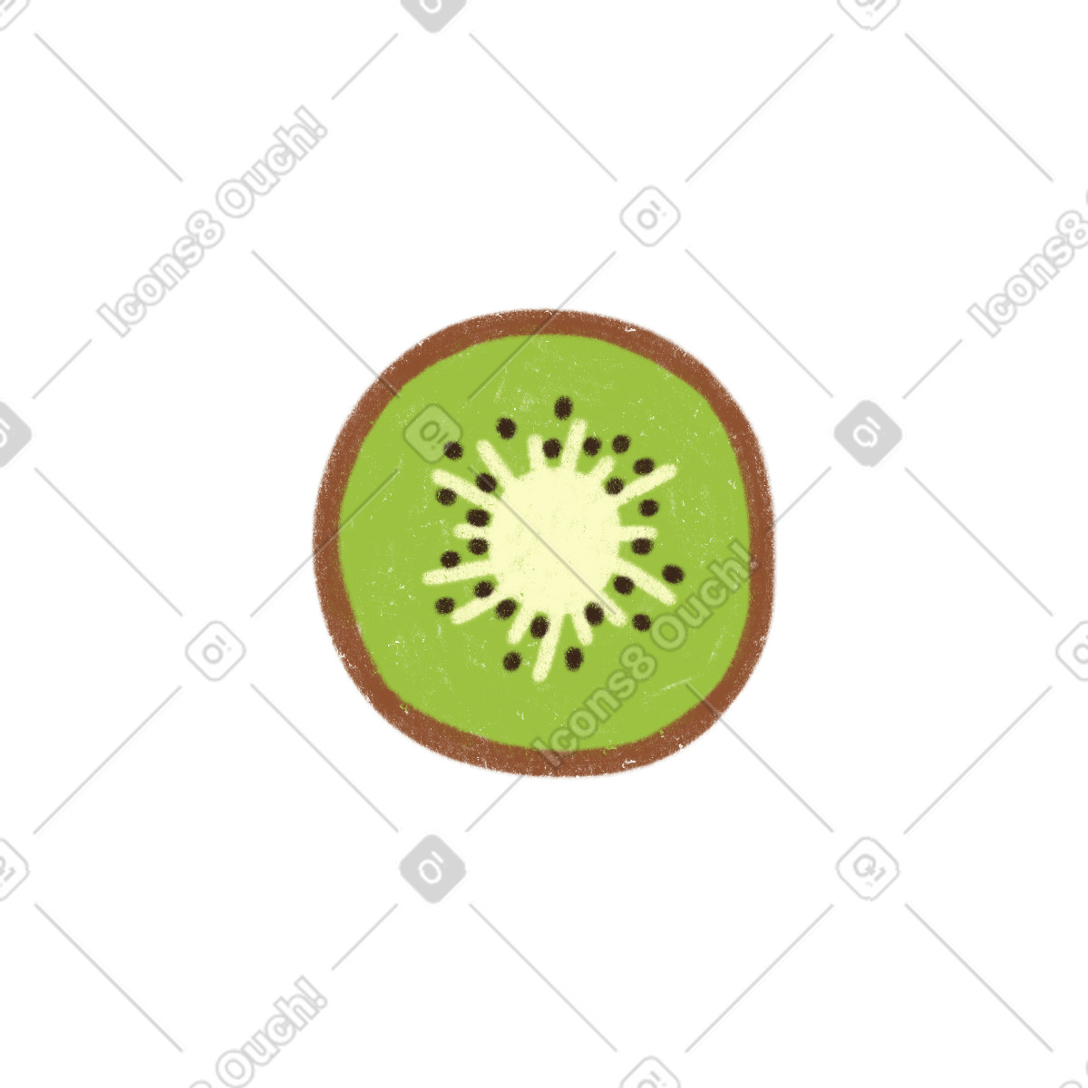 Kiwi half illustrazione in stile Cozy scarica in PNG, SVG