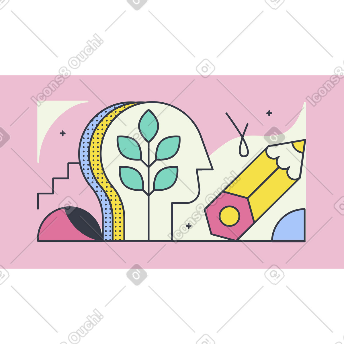 Personal growth animated illustration in GIF, Lottie (JSON), AE