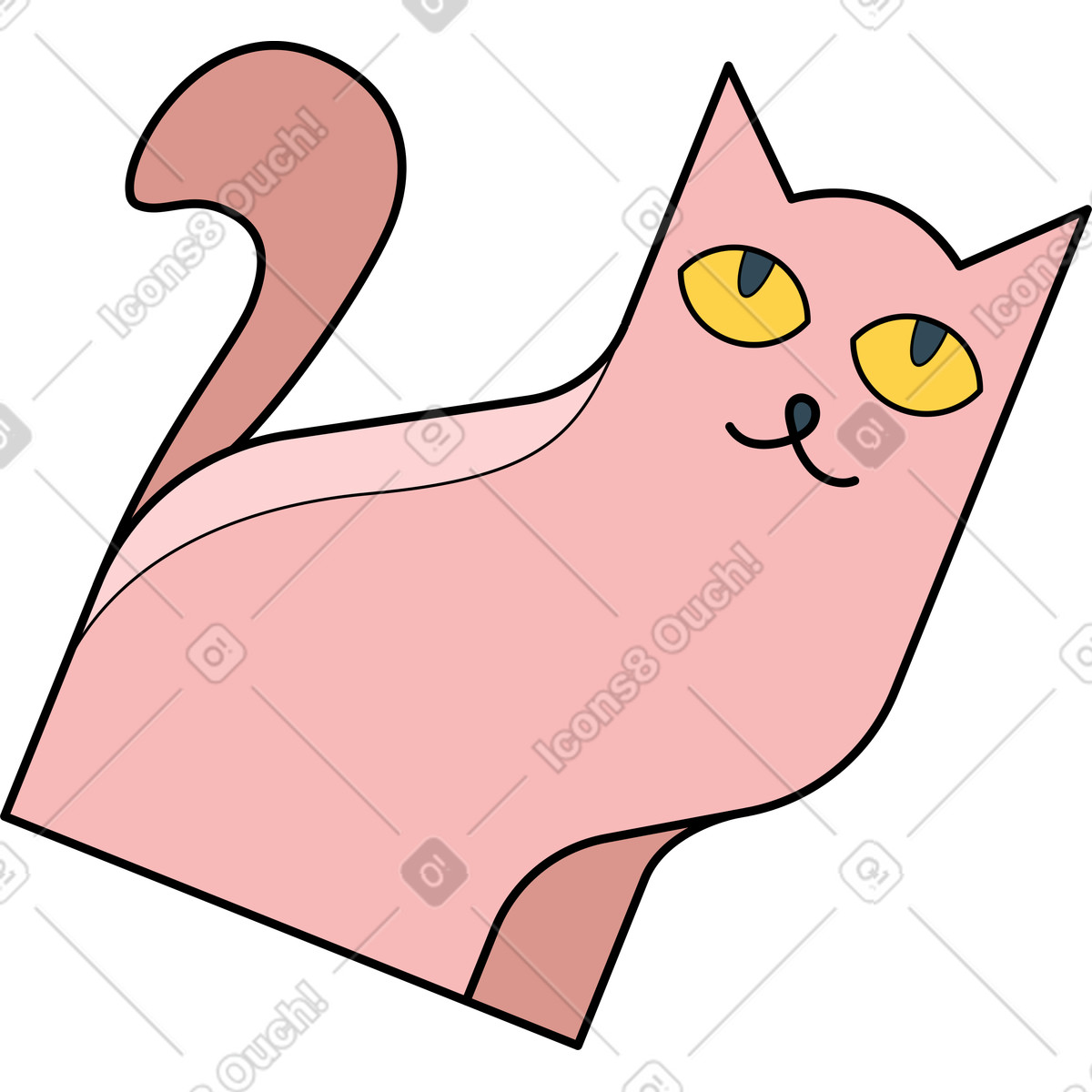 Ilustração de Gato em no estilo Surr para baixar em PNG, SVG