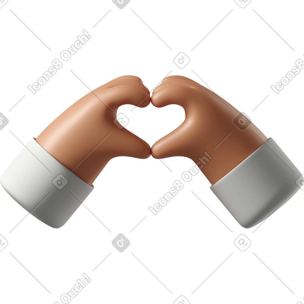 Mani di pelle abbronzata che mostrano un segno del cuore illustrazione in stile 3D Hands Fun&Wild scarica in PNG, SVG