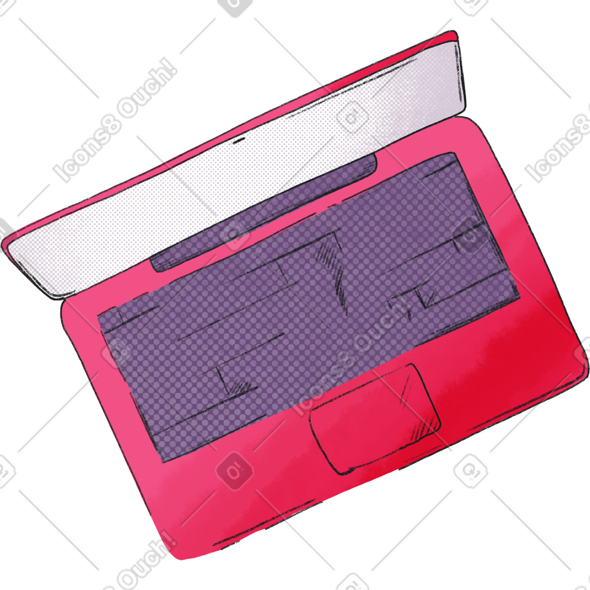 Ilustración Pink laptop in the top view en estilo Moments a descargar en PNG y SVG