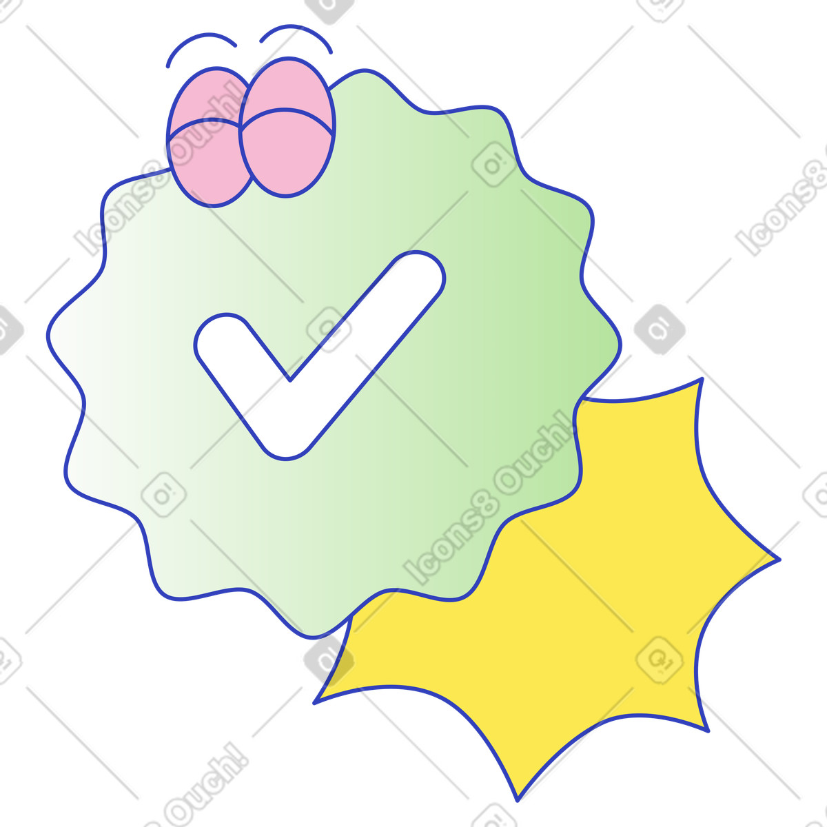 Identity verification badge, Confirmation and approval illustration in Eyeful style download in PNG, SVG