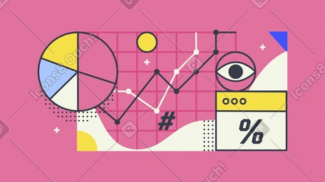 Tracking statistics and monitoring data animated illustration in GIF, Lottie (JSON), AE