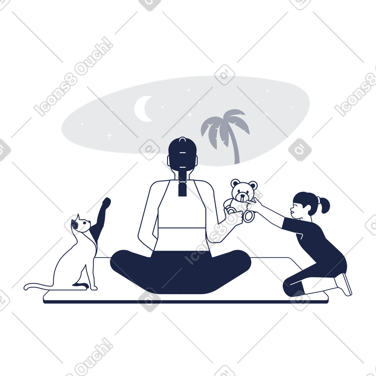 Ilustração de Tentando meditar em no estilo Urban Line para baixar em PNG, SVG