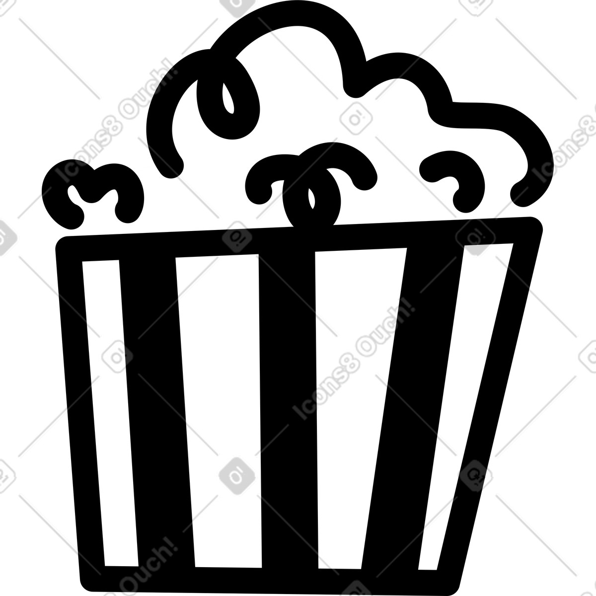 Notion Line Art スタイルの Popcorn bucket full of fluffy kernels for movie night snack のイラストをPNG、SVG形式でダウンロード