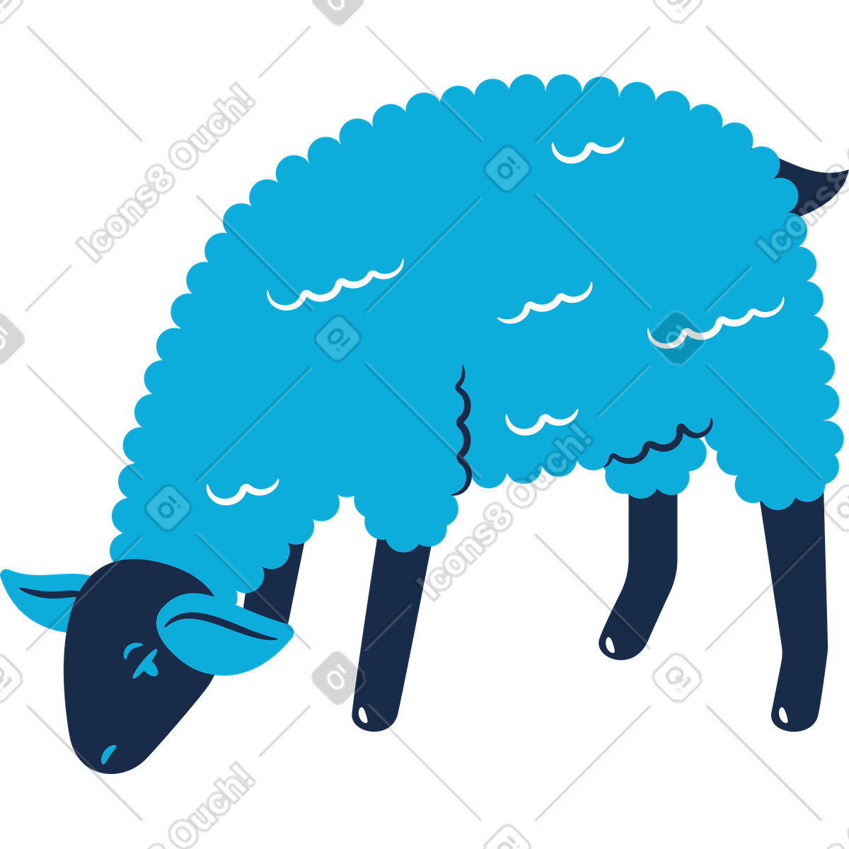 Ilustración Oveja azul en estilo Flame a descargar en PNG y SVG