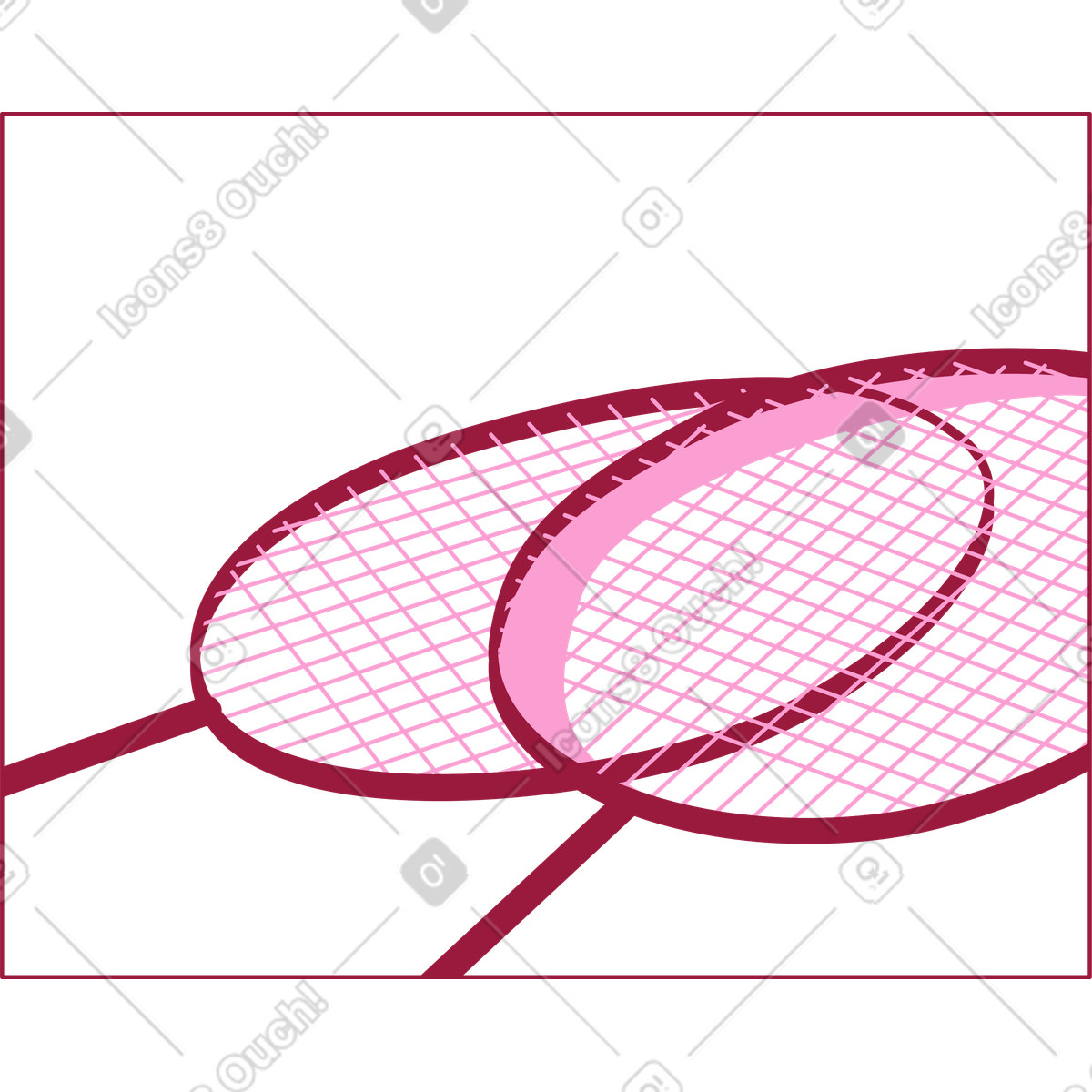 Badminton racket frame illustration in Storyline style download in PNG, SVG