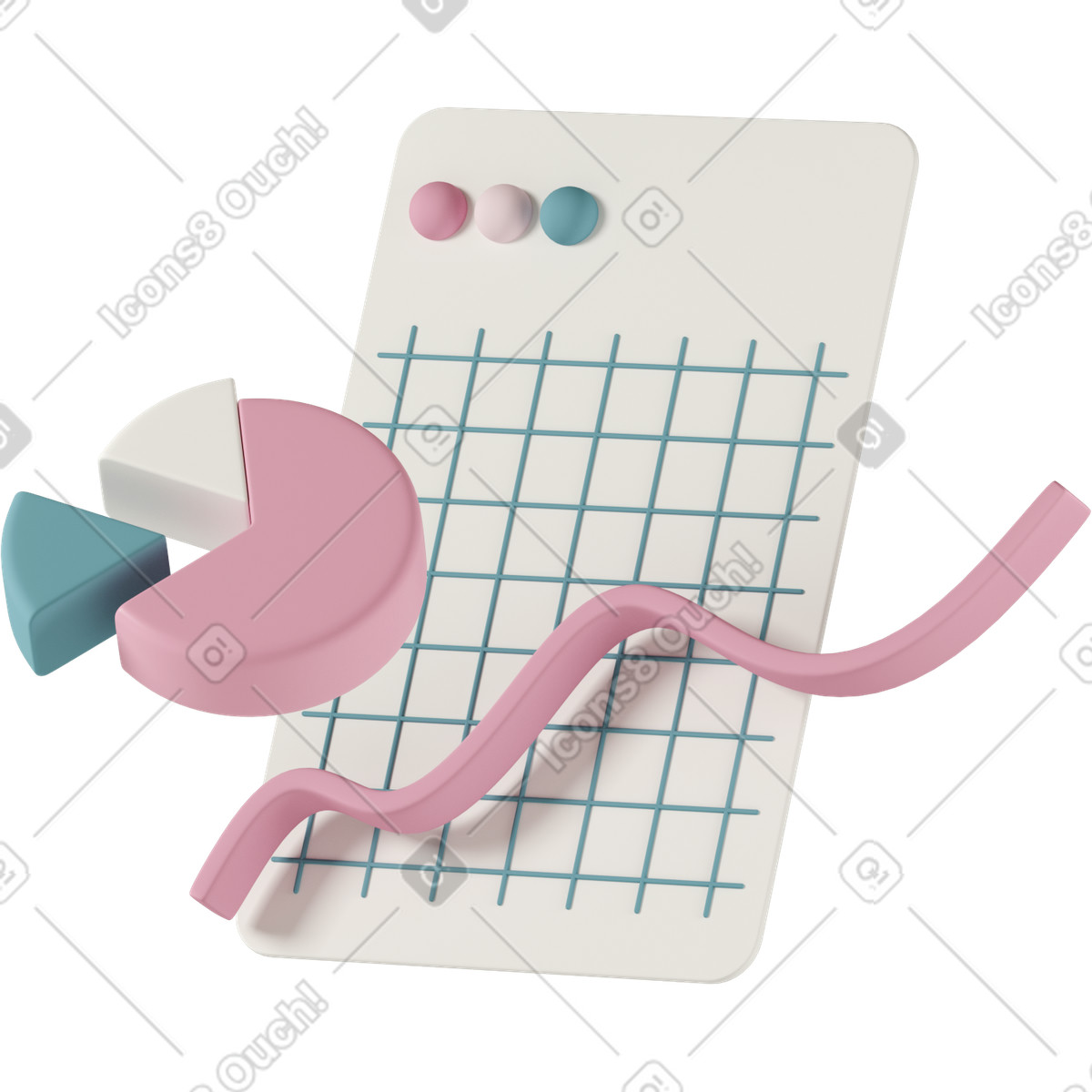 3D Casual life 스타일의 Chart and statistics 애니메이션 일러스트레이션 GIF, Lottie(JSON), AE로 다운로드