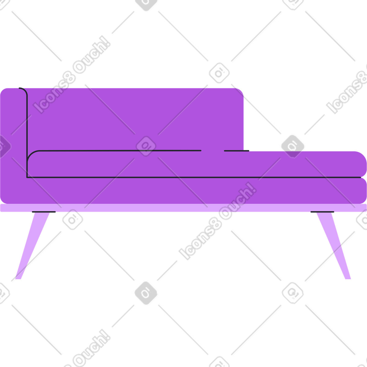 Purple sofa illustration in Grapy style download in PNG, SVG