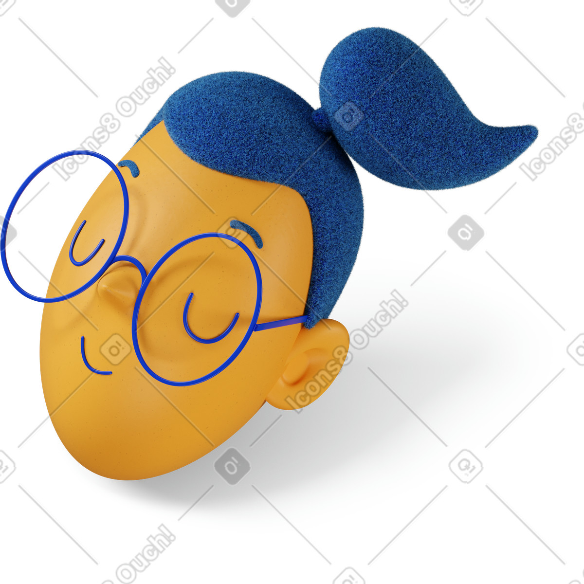 3D Buddy スタイルの 満足している女の子の頭が左を向いた のイラストをPNG、SVG形式でダウンロード