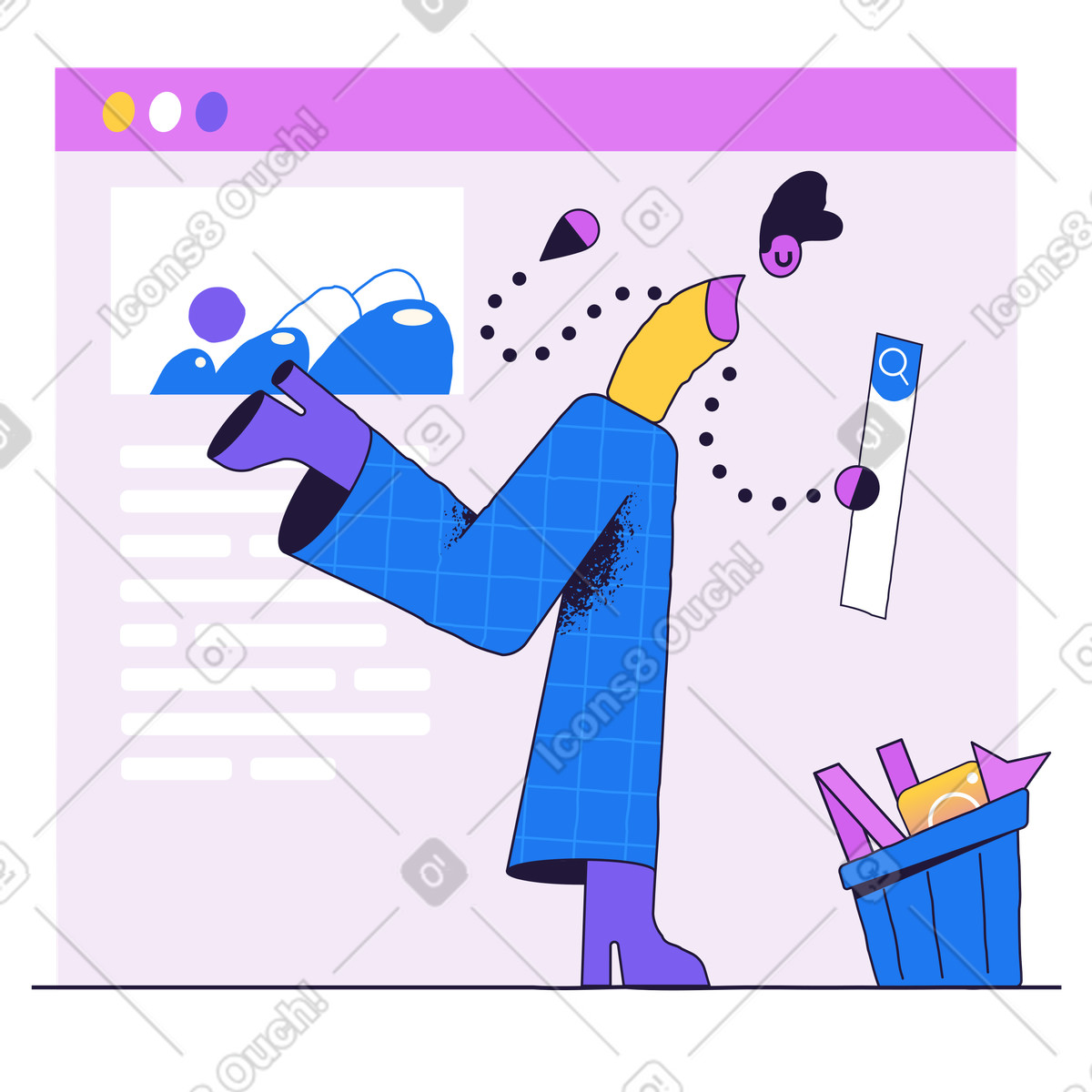 Illustration Création de site web dans le style Conifer à télécharger aux formats PNG, SVG