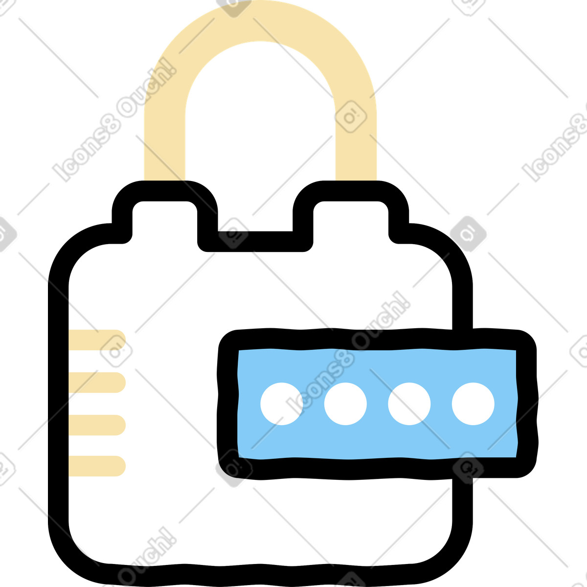Notes スタイルの パスワードロック のイラストをPNG、SVG形式でダウンロード
