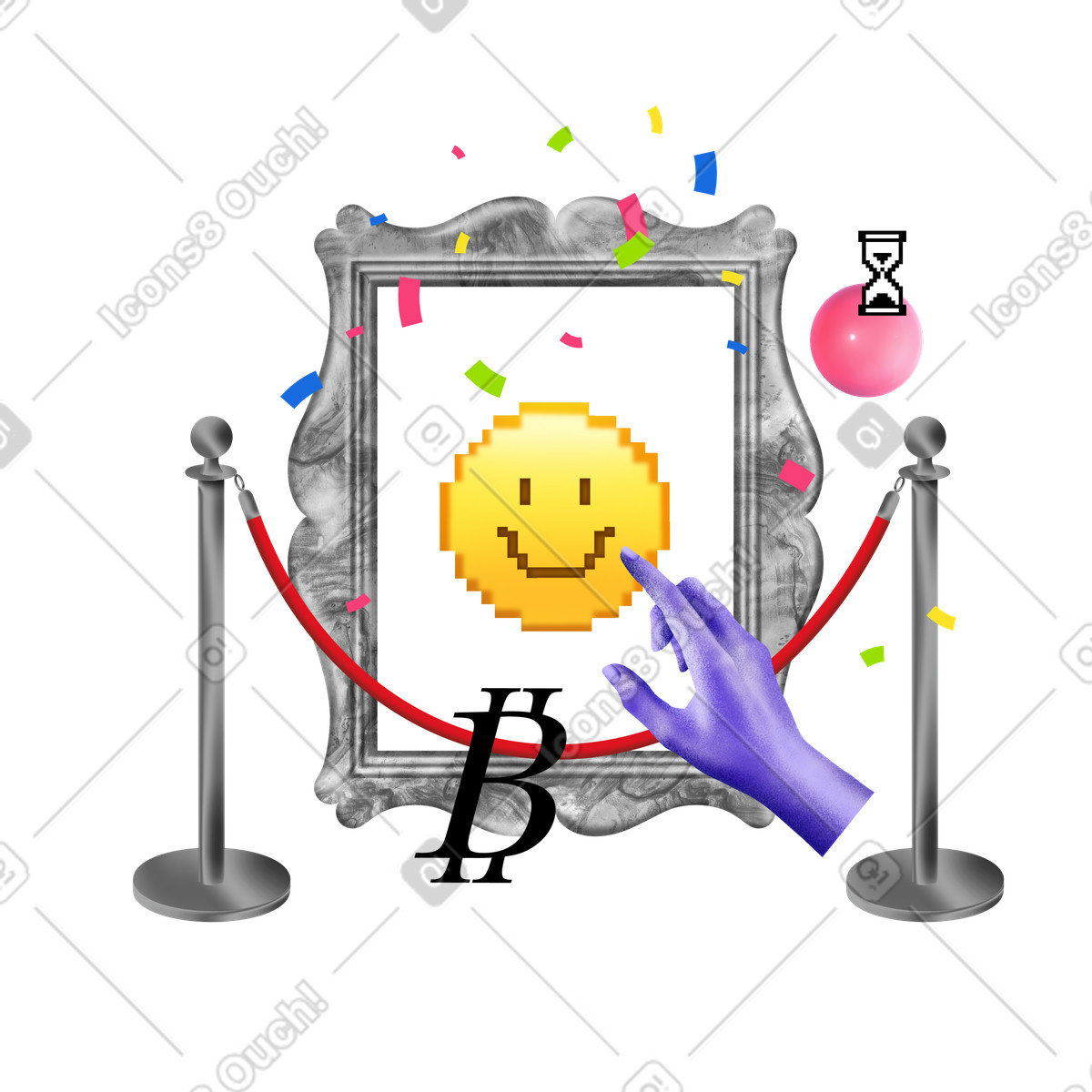 下载 Jumble 风格的 Buying digital painting at virtual auctions 插画，支持 PNG、SVG 格式