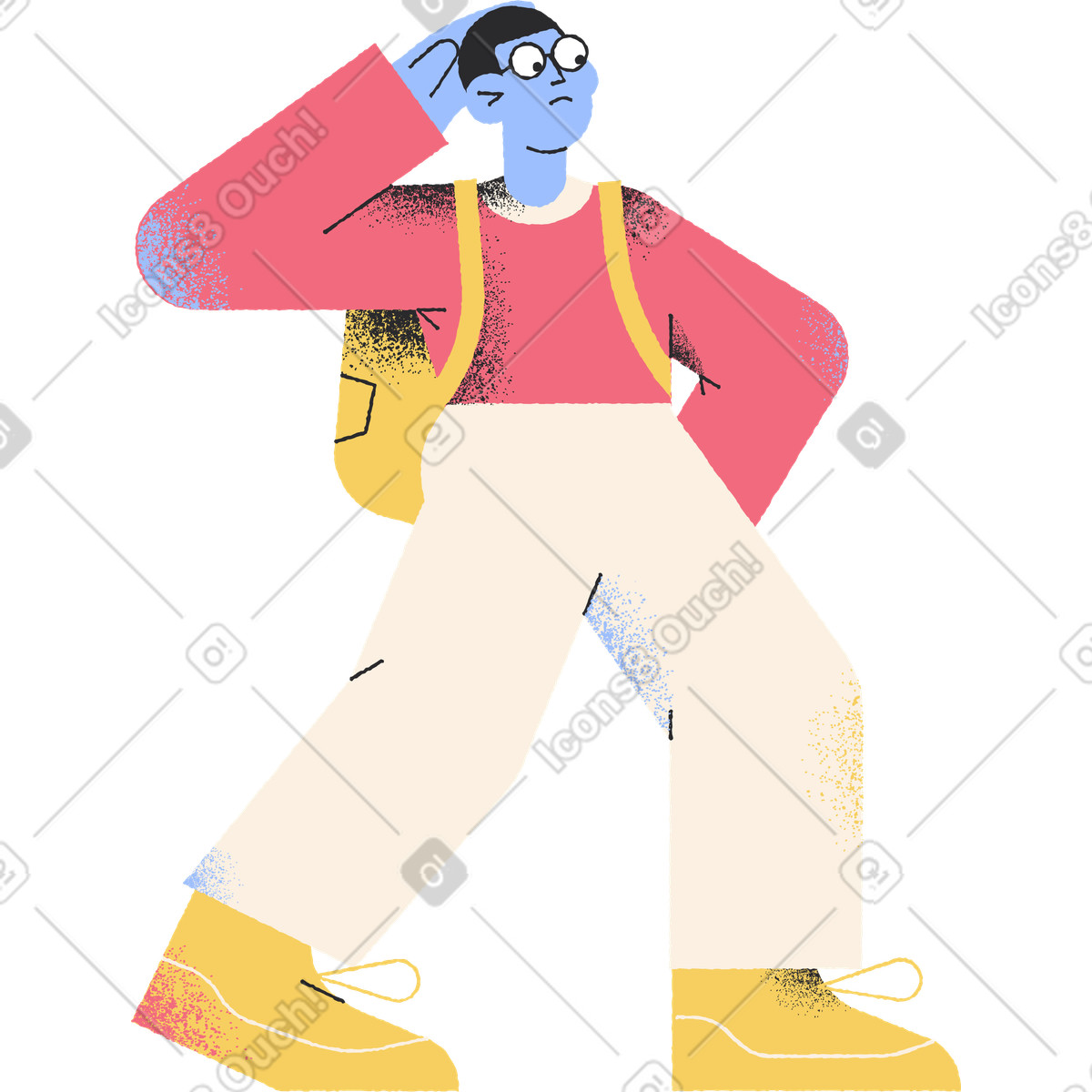 Thinking man with backpack illustration in Pablo style download in PNG, SVG