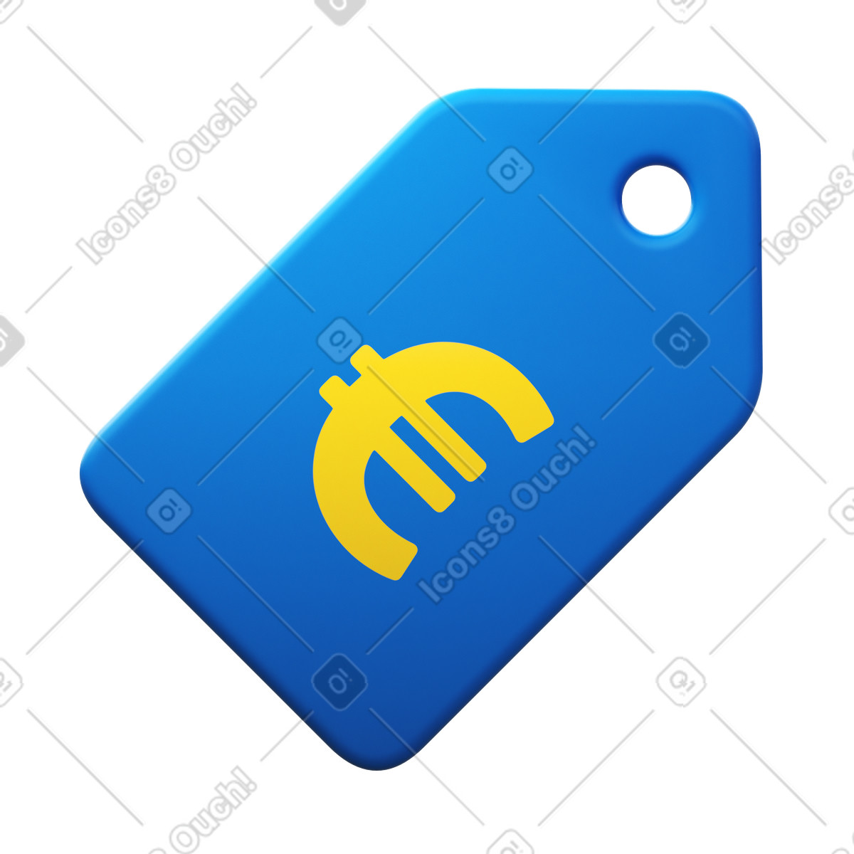 Ilustración Price tag euro en estilo 3D Fluency a descargar en PNG y SVG
