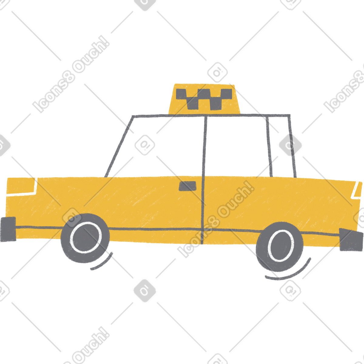 Yellow taxi car illustration in Tutti style download in PNG, SVG