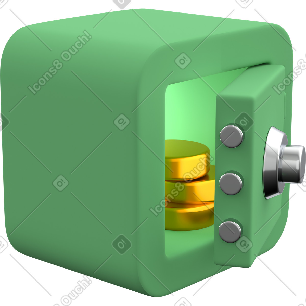 Safe money storage, financial asset protection-Illustration im 3D Grid-Stil als Download in PNG, SVG