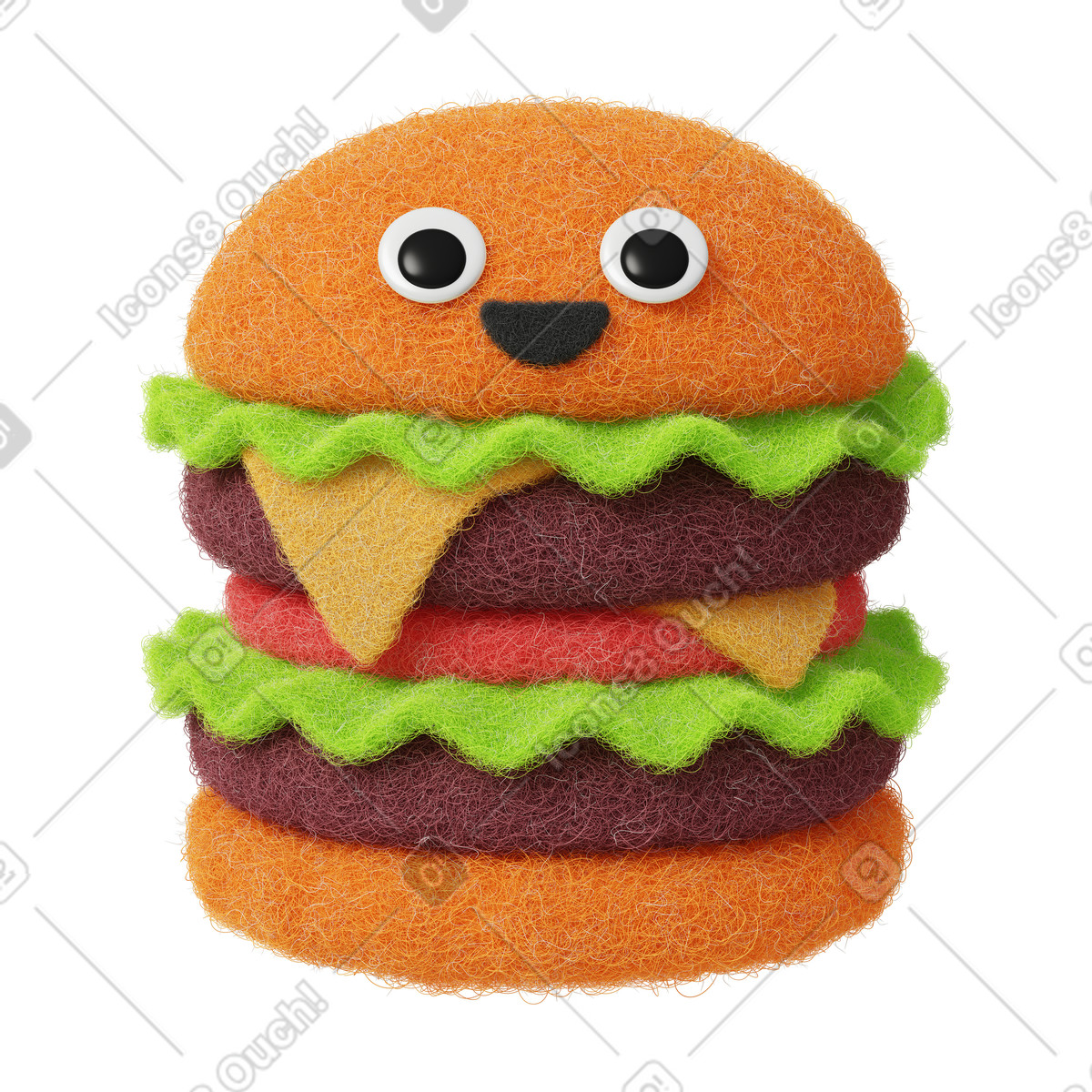 Illustration Cheeseburger mignon dans le style Fuzzy à télécharger aux formats PNG, SVG