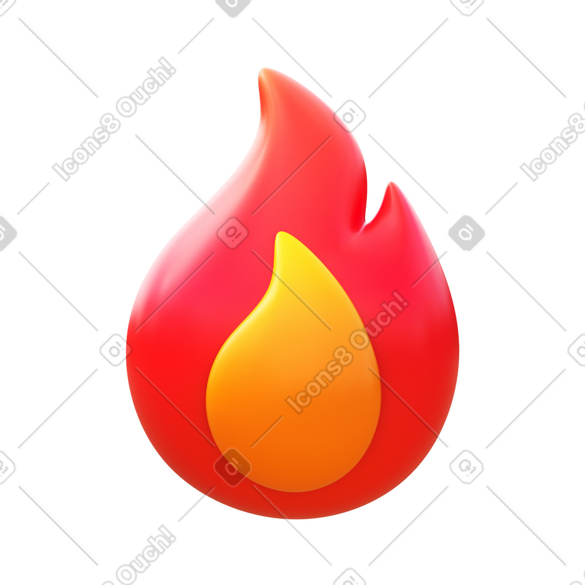 Fire flame animated illustration in 3D Fluency style download in GIF, Lottie (JSON), AE