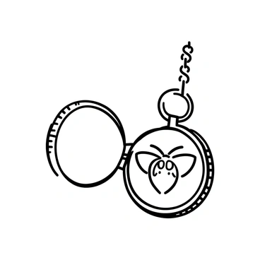 A delicate locket, crafted from silver, is open to reveal a miniature "death's-head hawkmoth" engraved inside. The intricate detailing of the moth showcases its distinct skull pattern and wing shapes. The locket itself is adorned with fine engravings along the outer edges, giving it an elegant finish. A thin silver chain hangs from the top, completing the composition.