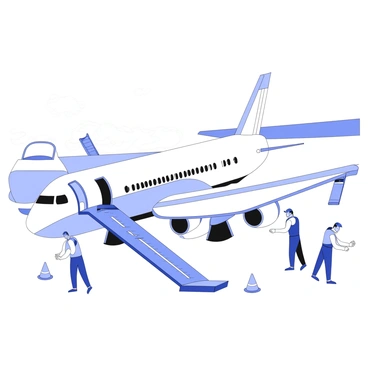 Airport staff conducting an emergency drill with a jet bridge and airplane