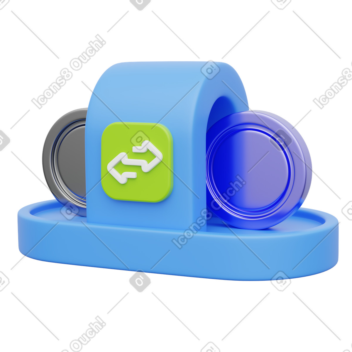 Cryptocurrency exchange platform, Coin swap icon, Digital currency transfer illustrazione in stile 3D Playful scarica in PNG, SVG