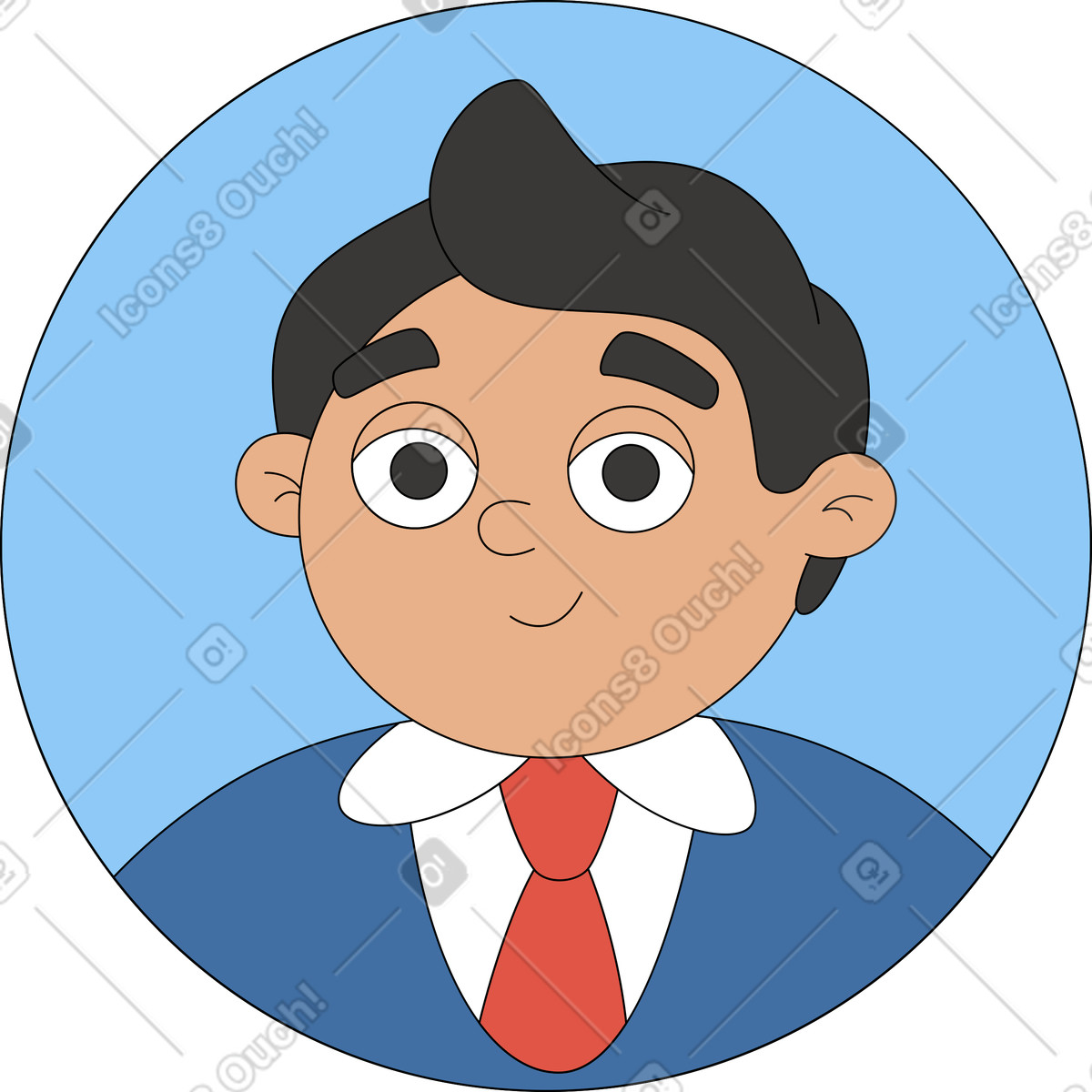 下载 Sitcom 风格的 阿凡达 黑发 男子 插画，支持 PNG、SVG 格式