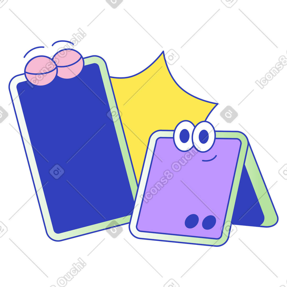 Interface mobile experience and user interaction, Smartphones, Smart devices illustrazione in stile Eyeful scarica in PNG, SVG