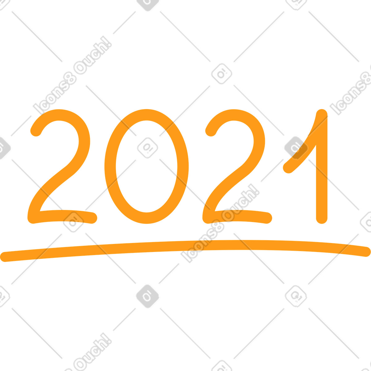 Orange 2021 number illustration in Kingdom style download in PNG, SVG