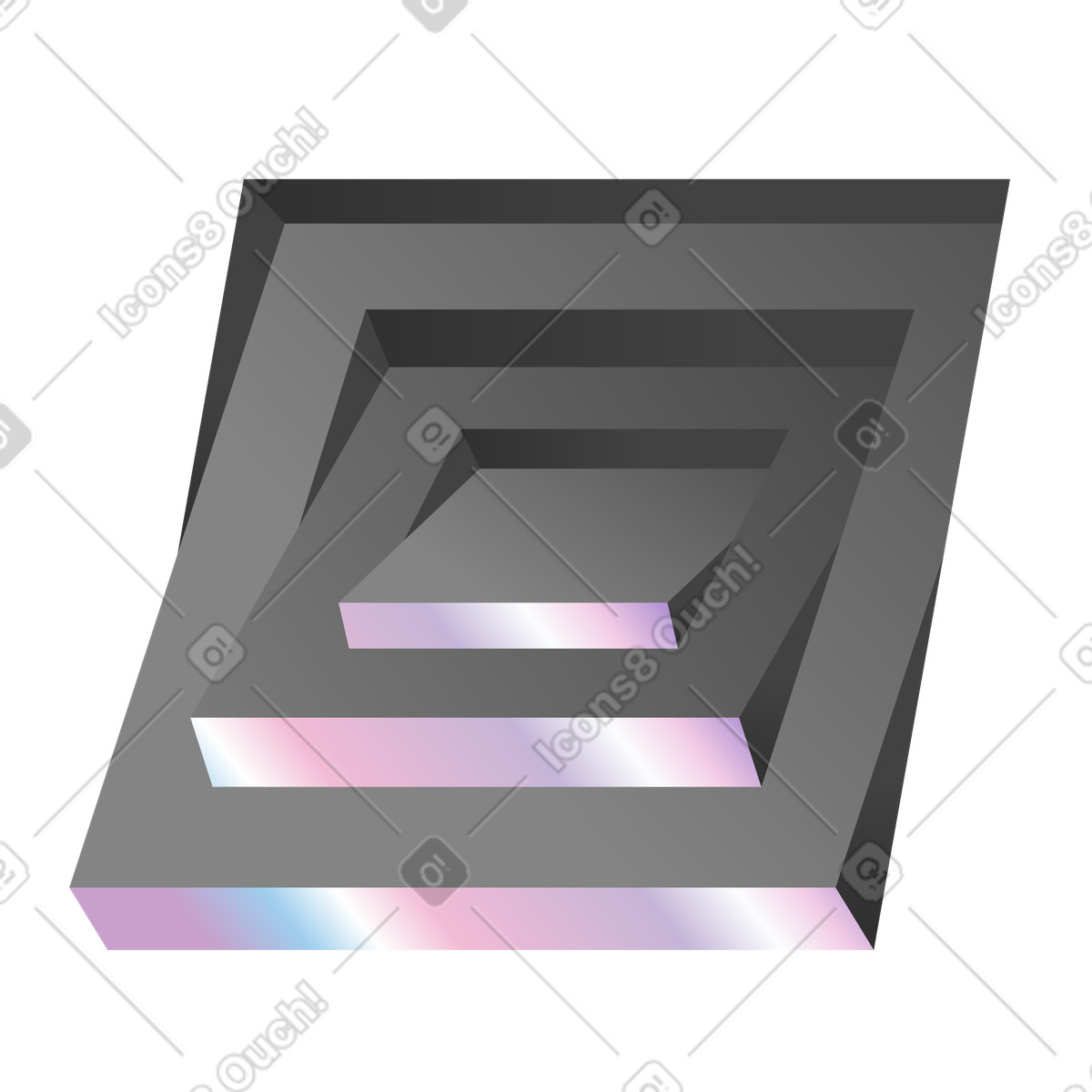 Ilustração de Blocos quadrados concêntricos futuristas, arte visual abstrata em PNG e SVG