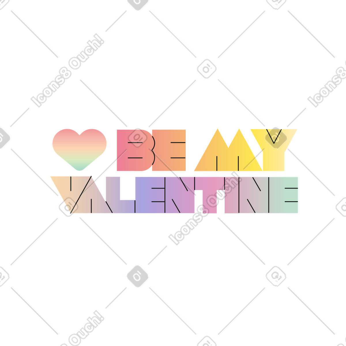 Marginalia 스타일의 Lettering be my valentine 일러스트레이션 PNG, SVG 다운로드