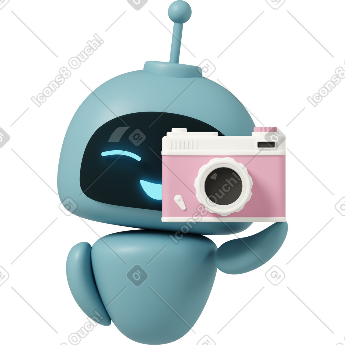 Robot gpt che tiene la telecamera illustrazione in stile 3D Casual life scarica in PNG, SVG