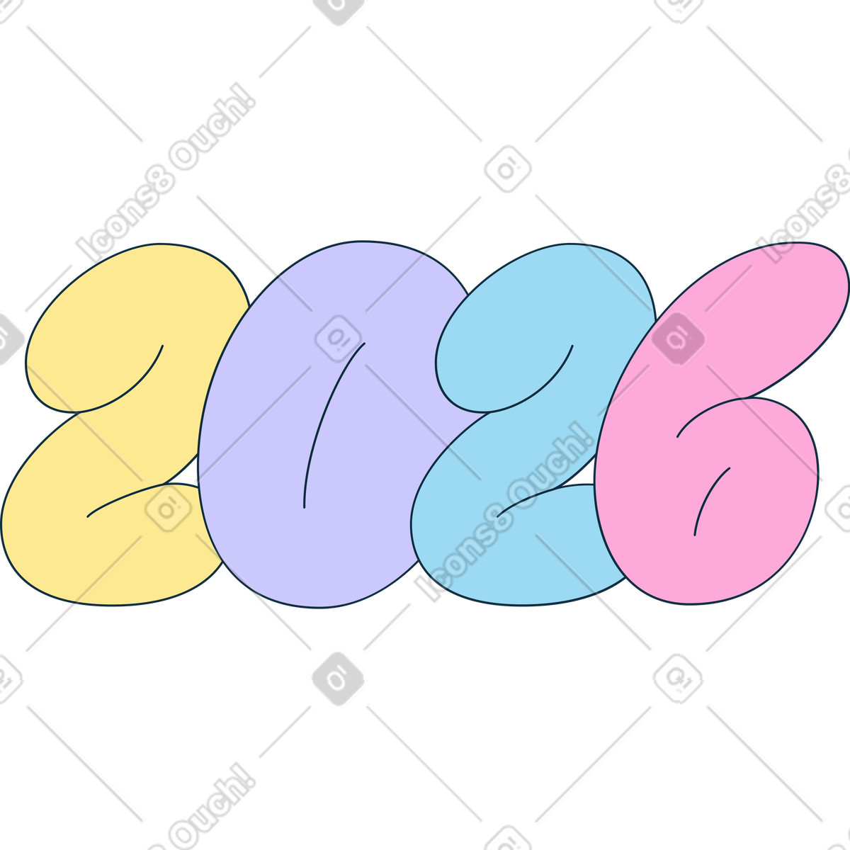 Text twenty four lettering illustration in Bubble gum style download in PNG, SVG