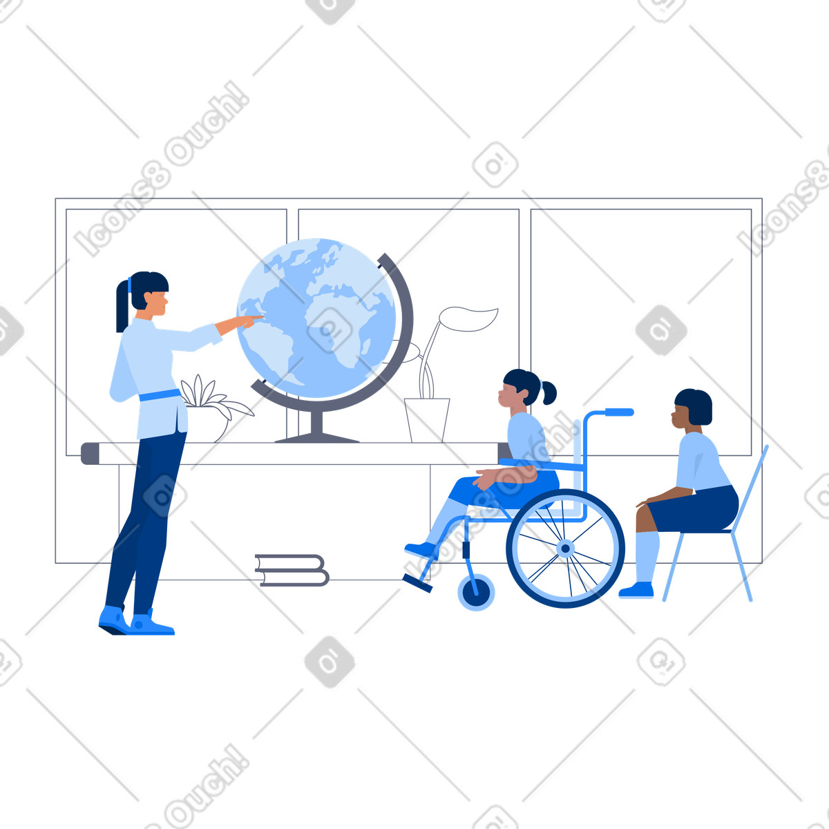 Ilustração de Educação escolar inclusiva em no estilo Urban para baixar em PNG, SVG