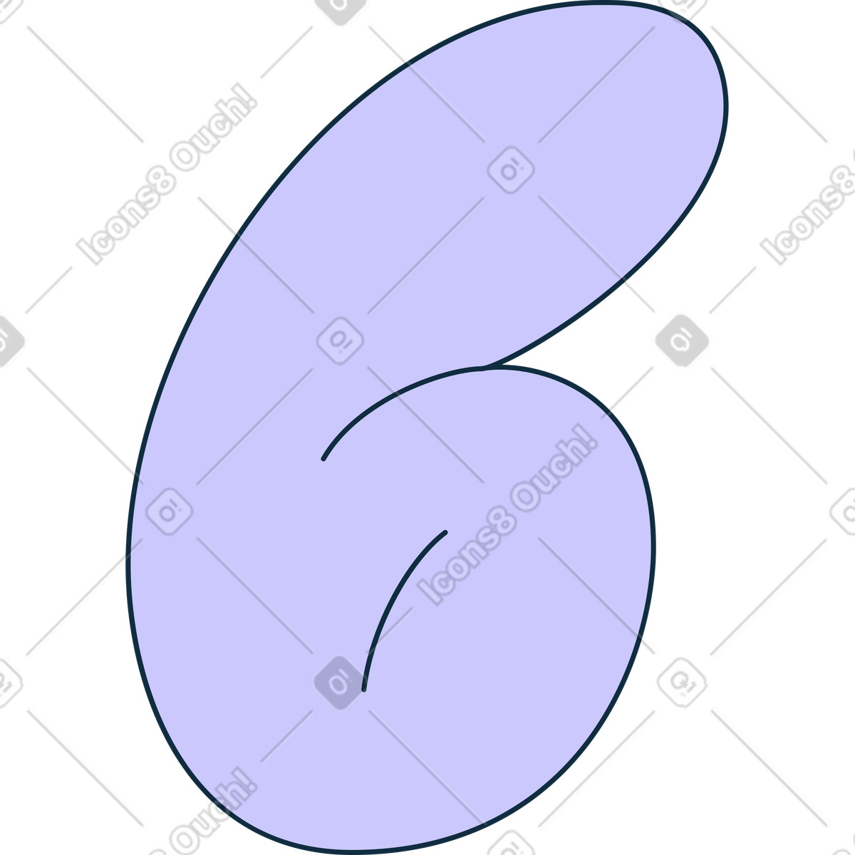 Number six illustration in Bubble gum style download in PNG, SVG