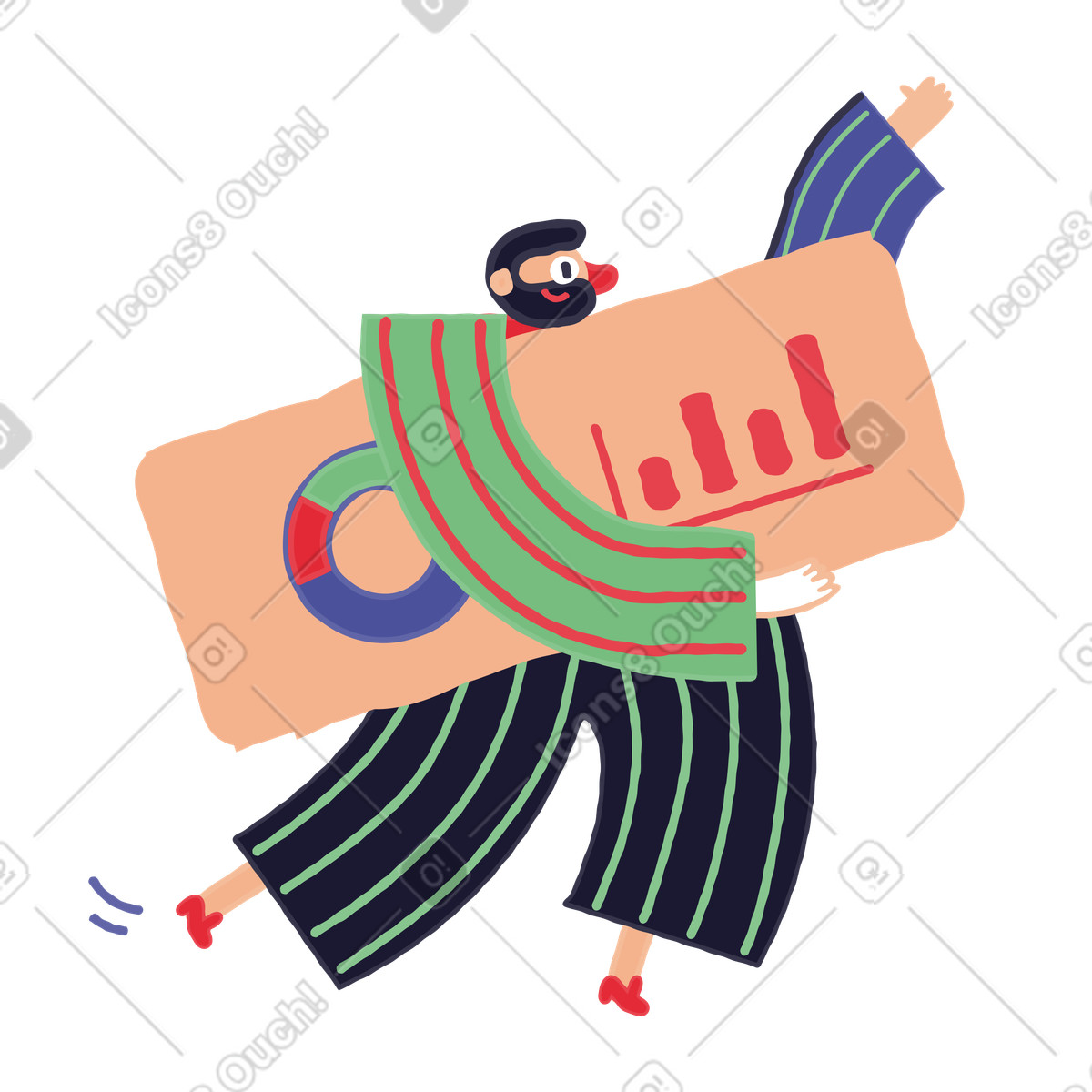 Manifesto della holding dell'uomo in esecuzione con i grafici illustrazione stile Stripy scarica PNG, SVG