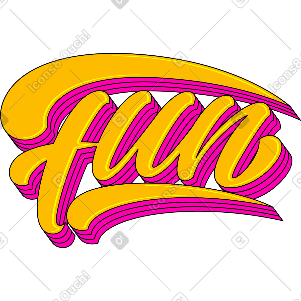 下载 Lettering 风格的 用阴影文本刻字乐趣 插画，支持 PNG、SVG 格式