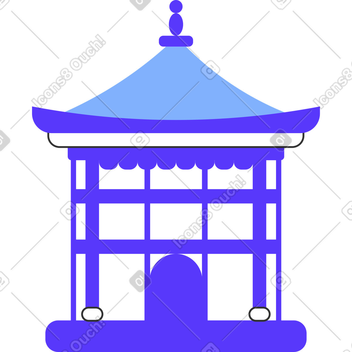 Illustration Pagode dans le style Pablita à télécharger aux formats PNG, SVG