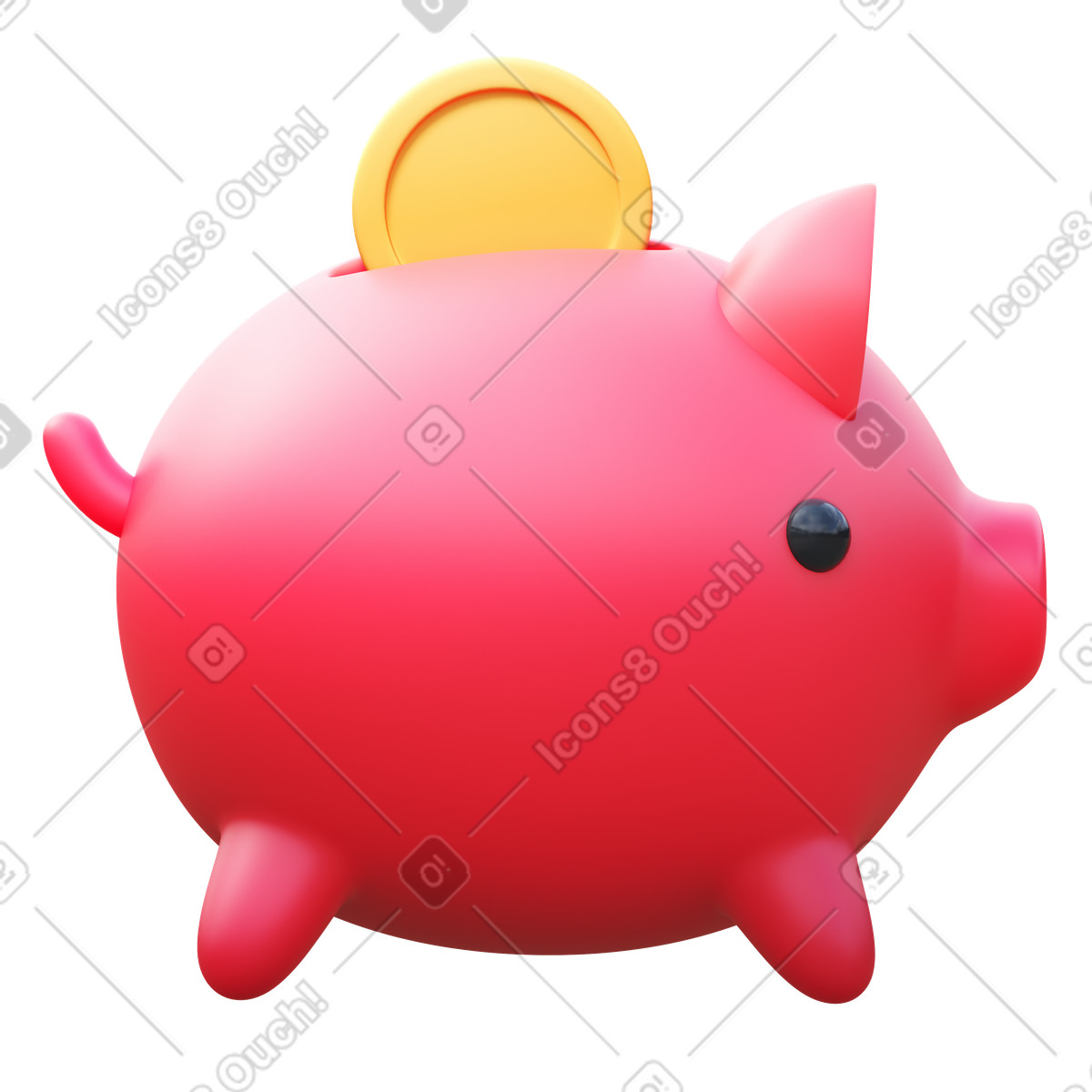 Ilustração de Piggy bank with coin em no estilo 3D Fluency para baixar em PNG, SVG