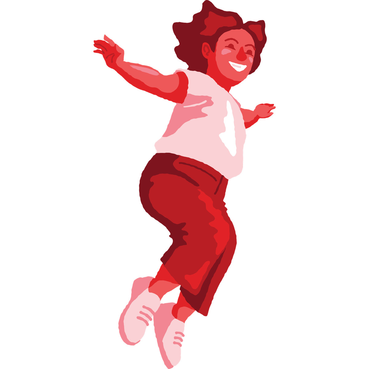 Illustration Chubby girl jumping side view dans le style Cherry à télécharger aux formats PNG, SVG